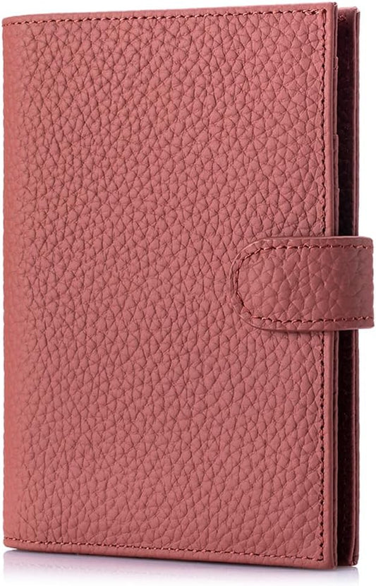 Slim RFID Passport Wallet for Women – Leather Travel Passport Holder for Men with Passport Slot & Card Slots, Zippered Coin Pocket & Cash Holder Travel Organizer Brick Red