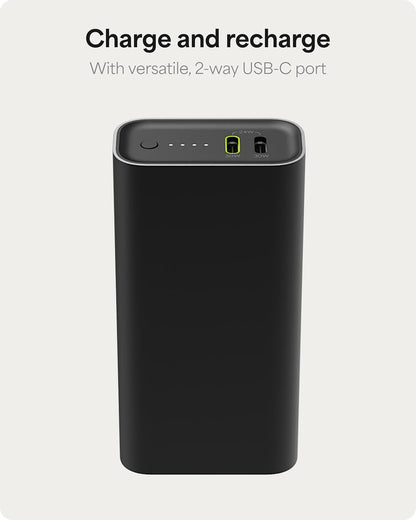 Mophie Powerstation 10,000mAh Power Bank (Gen 3) – Ultra-Fast USB-C PD, 30W Output, Charges 2 Devices, Up to 2 Phone Charges, LED Indicator, Compact & Portable, Premium Anodized Aluminum Body, Black