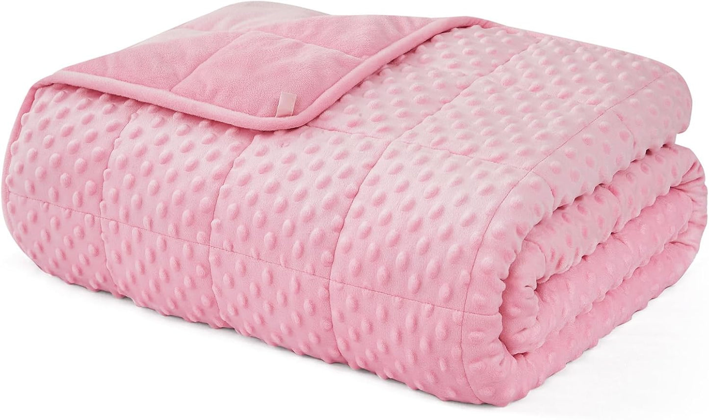 L'AGRATY Weighted Blanket for Adult - 48"x72" 20lbs Minky Dots Heavy Blanket with Glass Beads: Soft Breathable for All-Season Summer Fall Winter Thick Comfort for Sleeping
