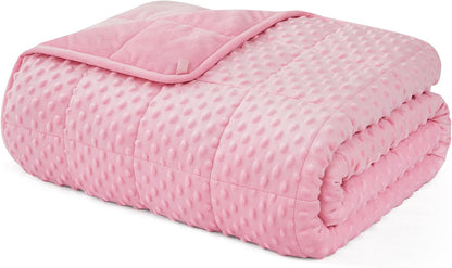 L'AGRATY Weighted Blanket for Adult - 48"x72" 20lbs Minky Dots Heavy Blanket with Glass Beads: Soft Breathable for All-Season Summer Fall Winter Thick Comfort for Sleeping