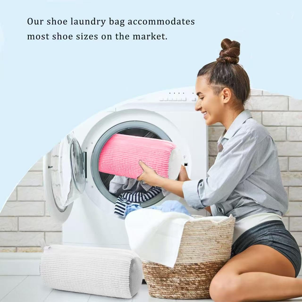 Laundry Shoe Bags for Washing Machine, 2Pcs Shoe Washing Machine Bag Shoe Laundry Bag for Washer and Dryer (Pink-2Pcs)