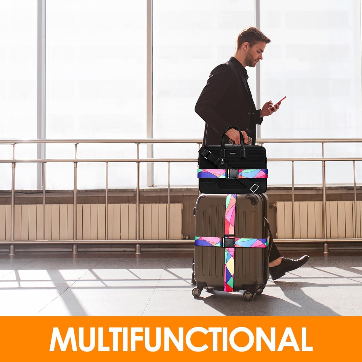 Adjustable Travel Luggage Strap Suitcase Belt Travel Bag Accessories 1.96 in W x 6.23 ft L