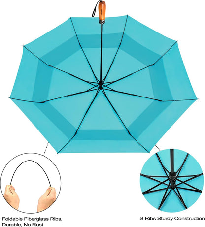 Lejorain Large Folding Golf Umbrella - Compact Mens Umbrellas Travel Rain and Windproof 54inch Collapsible Automatic Open Close Umbrella 210T Teflon Vented Double Canopy