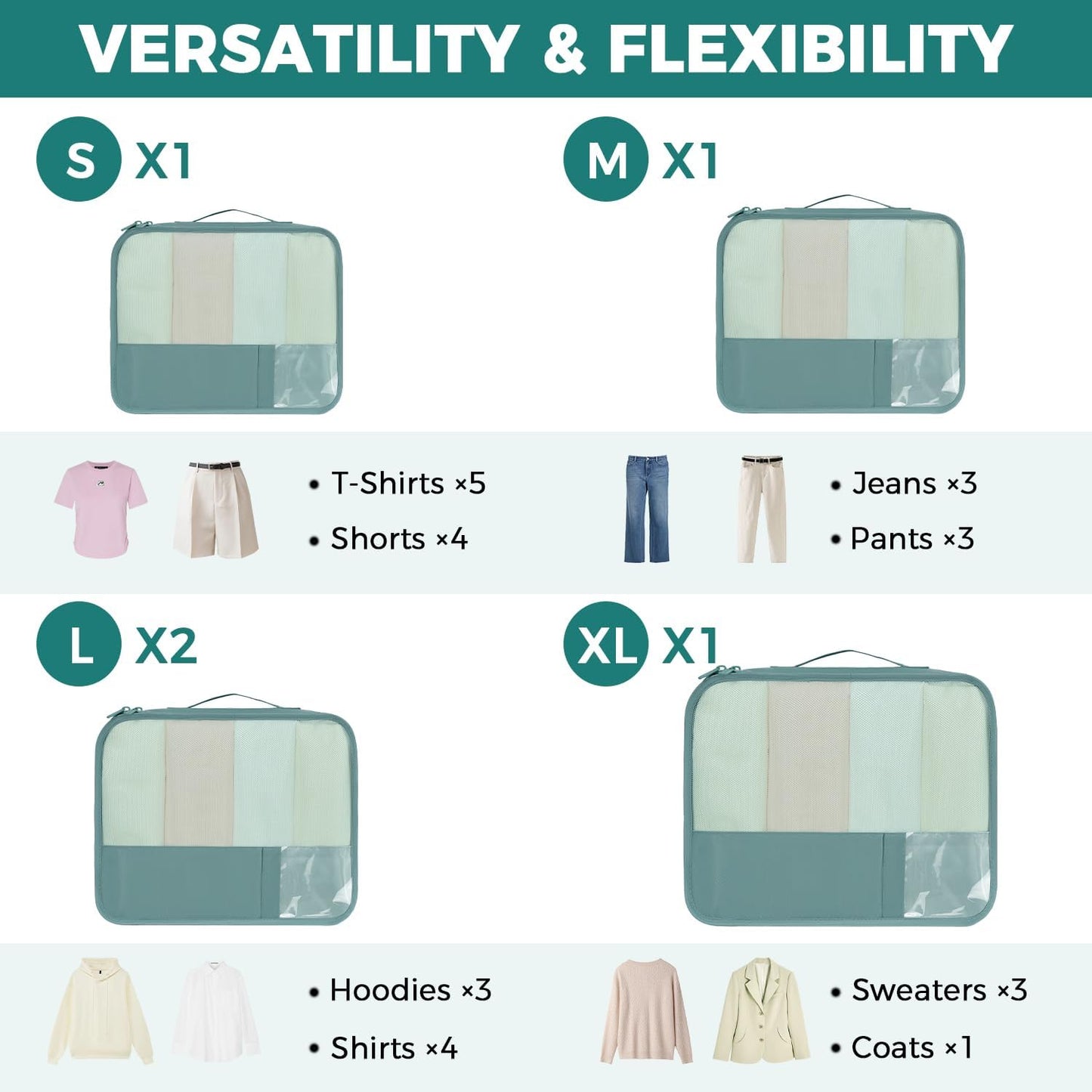 BAGAIL 9 Set Packing Cubes Luggage Packing Organizers for Travel Accessories