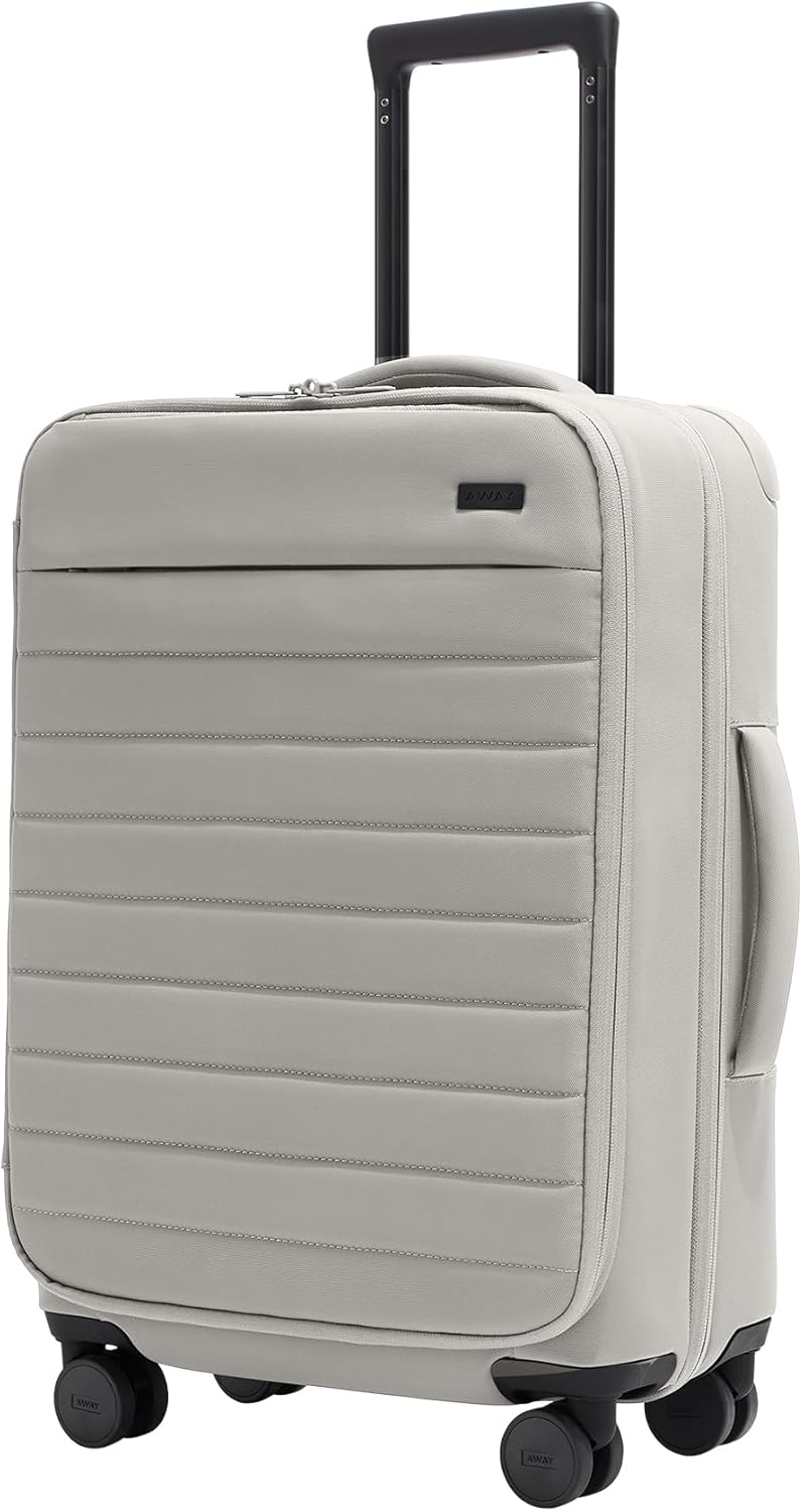 Away Softside Bigger Carry-On Suitcase, 23 Inch Lightweight, Expandable High-Strength Nylon Luggage With Spinner Wheels, Meets Requirements for Most Major Airlines, Cloud Gray