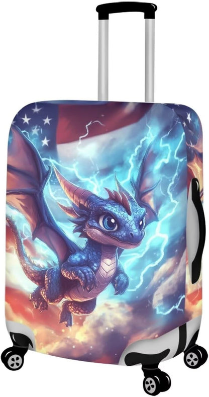 Dragon Suitcase Cover for Luggage Stretchable Washable Spandex Travel Luggage Protector Cover Anti-Scratch Zip Travel Essential for Suitcase American Flag Baggage Case, 18-32''