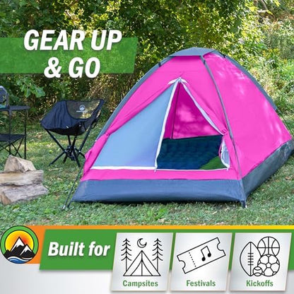 2 Person Camping Tent with Rain Fly and Carrying Bag - Lightweight Outdoor Pop Up Tents for Camping Essentials, Music Festivals, Backpacking, Hiking, or Beach Shelter by Wakeman Outdoors