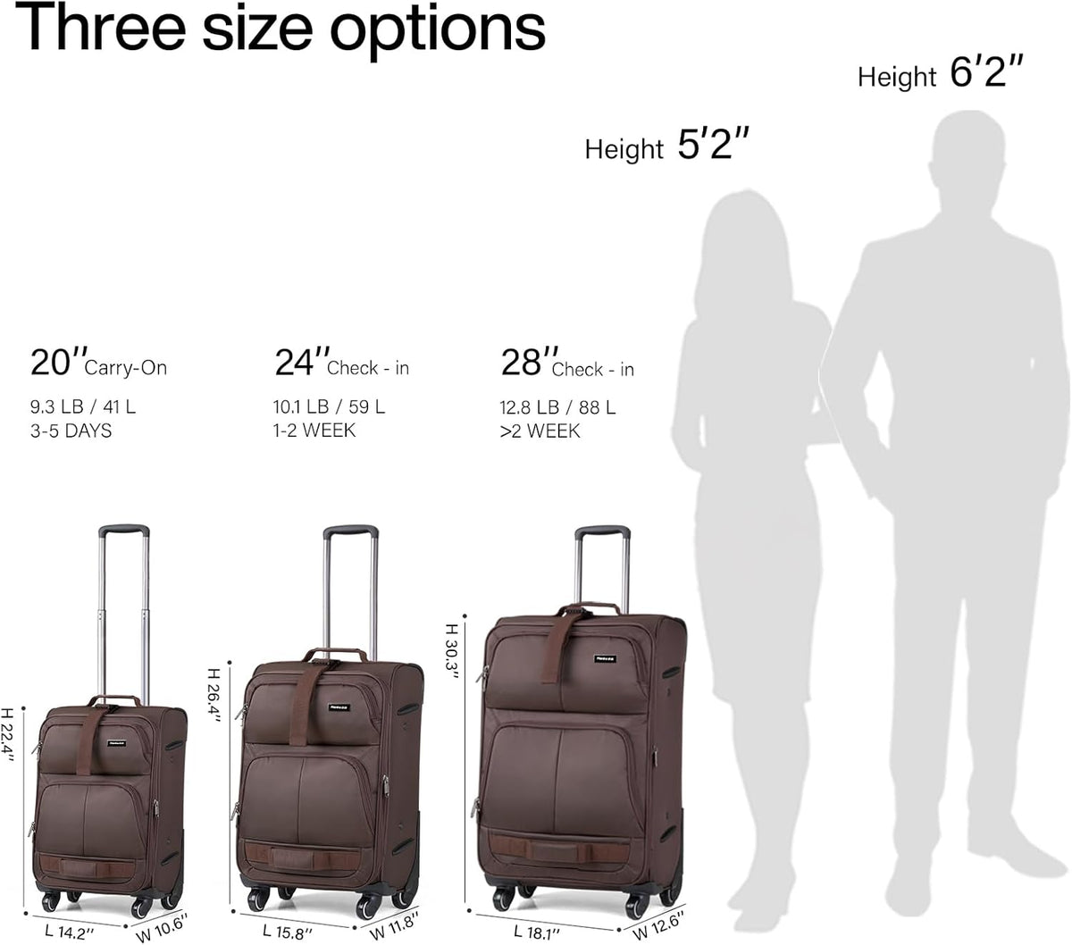 Hanke 28 Inch Softside Expandable Luggage with Spinner Wheels,Check Large Luggage Rolling Suitcase Travel Luggage with TSA Approved,Coffee