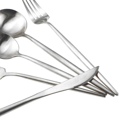 Matte Silver Silverware Set, Gugrida 5-Piece 18/10 Stainless Steel Satin Finish - Image 3