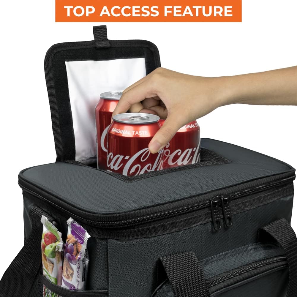 OPUX Soft Cooler Bag, Insulated Collapsible Soft Sided Cooler Lunch Cooler Bag for Men Work Camping Beach Travel, Leakproof Lunch Box 18 Cans, Gray