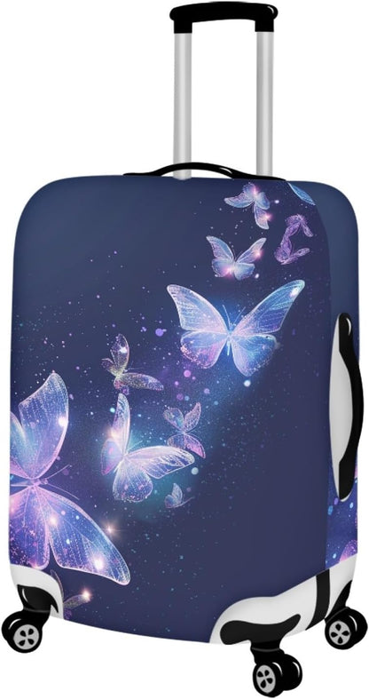 Travel Luggage Cover Anti-scratch Baggage Suitcase Protector Fits 30-32 Inch Luggage, Purple Crystal Butterfly