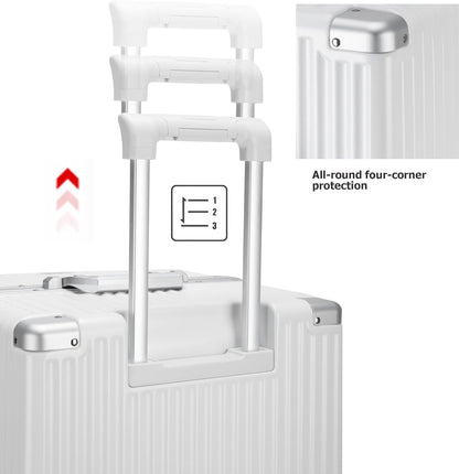 feilario 30in Super Large Captain Aluminum Frame Hardside Spinner Wheels Luggage, Removable Wheels Zipperless Checked Suitcase with Cup Holder/Phone Holder