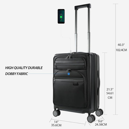 KROSER Hardside Expandable Carry On Luggage 22x14x9 Airline Approved With Front Business Pockets, 20 Inch Suitcases with Wheels, Carry on Suitcase with TSA Lock & USB Port, Black