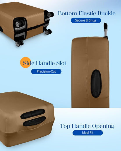 Slohif Luggage Cover for Suitcase Tsa Approved Protector - Luggage Sleeve Suit Case Cover Travel Stretch Large Baggage Case Protective Washable Fit 26-28 Inch Brown