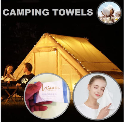Premium Extra Large and Thick (23.6" X 11.8") Pure Cotton Disposable Washcloths, Portable Travel Towels Wash Cloth for Camping Hiking Backpacking or Traveling