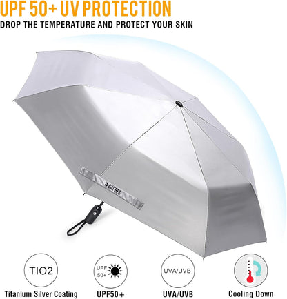 G4Free UPF 50+ UV Protection Large Travel Umbrella 42/46 Inch Auto Open Close Windproof Sun Blocking Umbrella