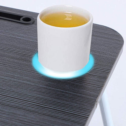 Home Office Lap Desk with Storage Drawer, Cup and Phone Holder, Laptop Bed Tray Table, 23.6" Foldable Desk, Laptop Stand for Breakfast, Working, Writing, Gaming and Drawing