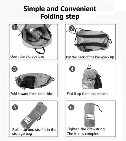 Small Foldable Hiking Daypack Packble Skin Casual Backpack Camping Cycling Travel Outdoor Day Bags Useful (Dark Blue)