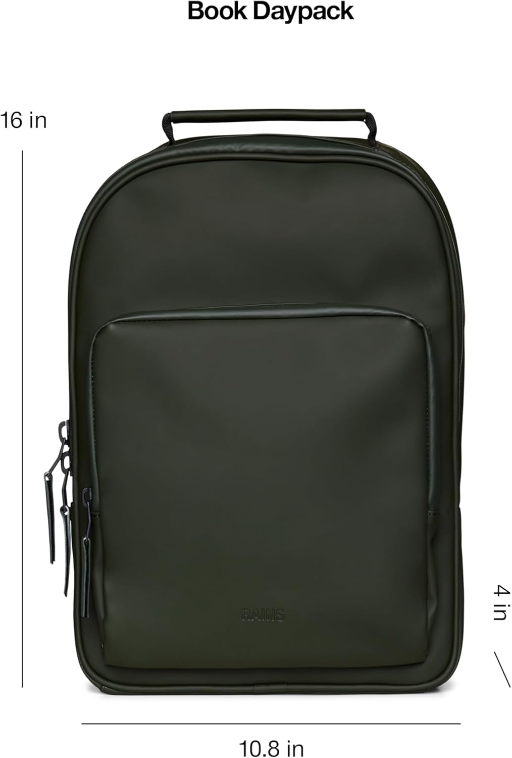 RAINS Regular Book Daypack, Backpack, Laptop Bag, Waterproof, 2 Year Warranty, Black