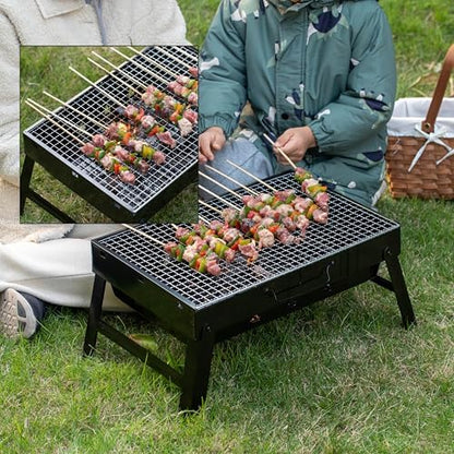 Gardenised Portable Charcoal Grill Foldable Stainless Steel BBQ for Camping Backyard Tailgating Hiking Picnic Travel Beach Parties Garden Gatherings Poolside Cooking Skewers & Outdoor Barbecues, Small