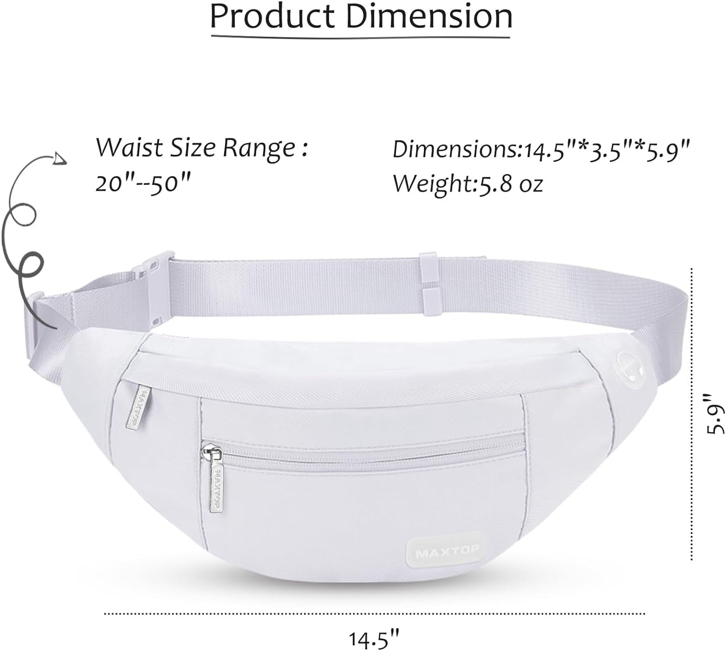 MAXTOP Large Crossbody Fanny Pack with 4-Zipper Pockets,Gifts for Enjoy Sports Festival Workout Traveling Running Casual Hands-Free Wallets Waist Pack Phone Bag Carrying All Phones