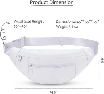 MAXTOP Large Crossbody Fanny Pack with 4-Zipper Pockets,Gifts for Enjoy Sports Festival Workout Traveling Running Casual Hands-Free Wallets Waist Pack Phone Bag Carrying All Phones
