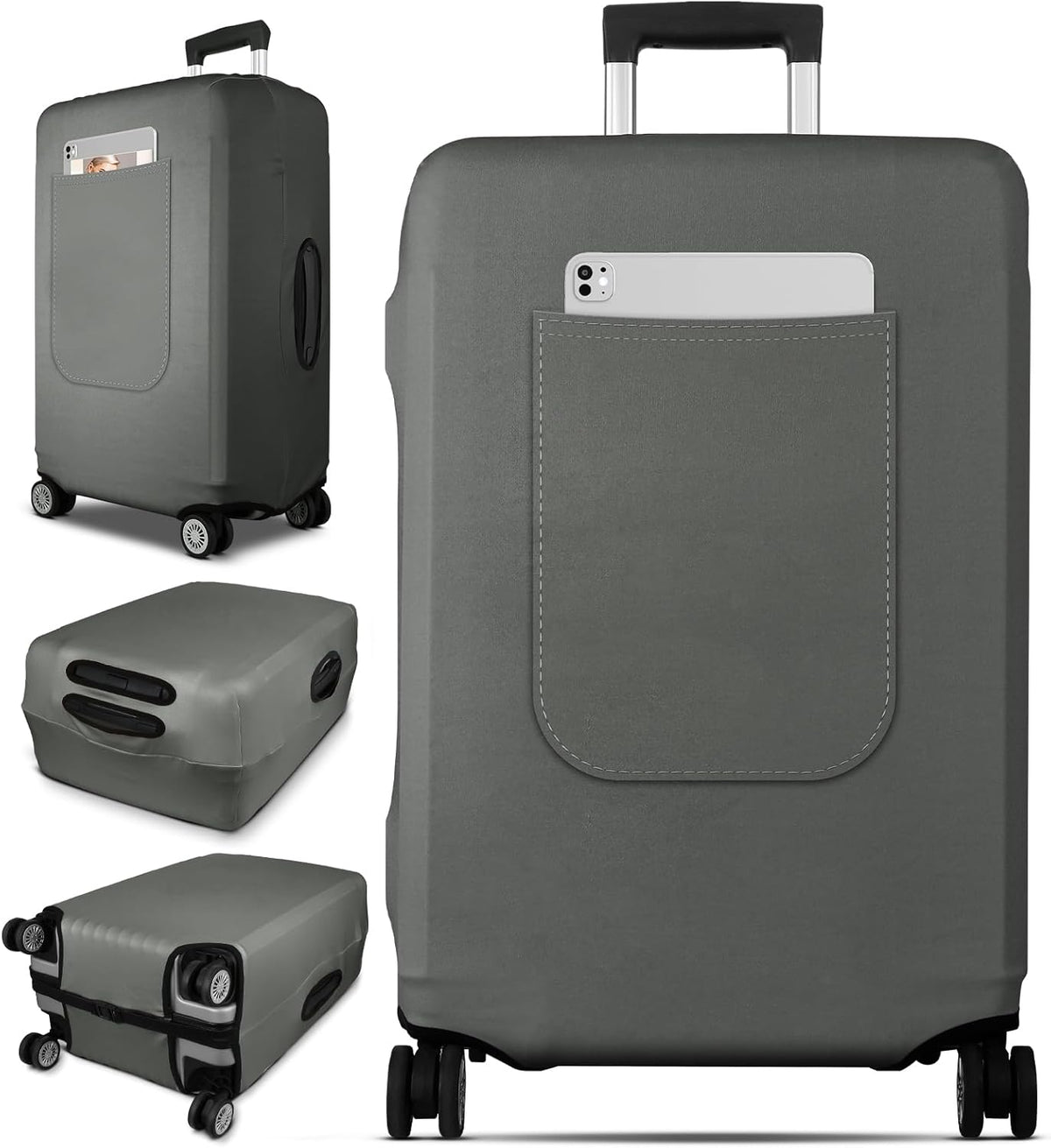 Slohif Luggage Cover for Suitcase Tsa Approved Protector - Luggage Sleeve Large Suit Case Cover Travel Stretch Baggage Case Protective Washable Fit 18-20 Inch Gray XS