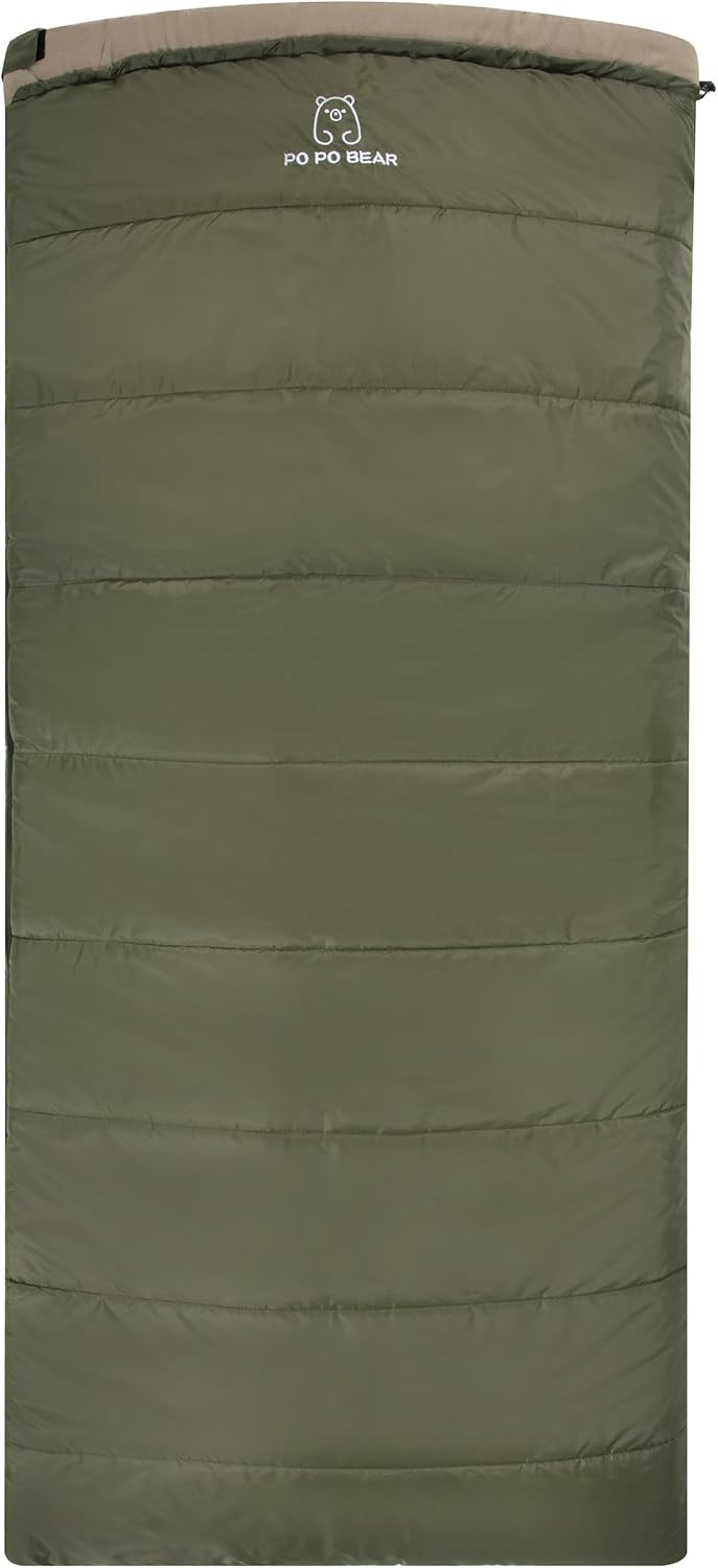 PO PO BEAR Zero Degree Sleeping Bag for Adults 100% Cotton Flannel Tall and Big
