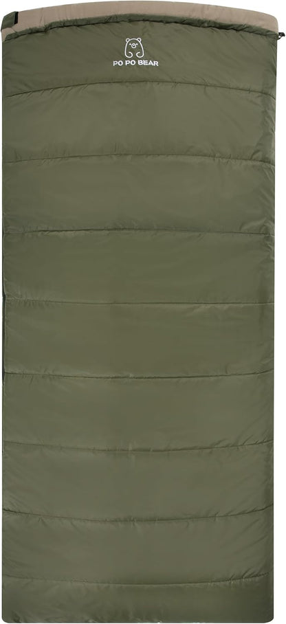 PO PO BEAR Zero Degree Sleeping Bag for Adults 100% Cotton Flannel Tall and Big