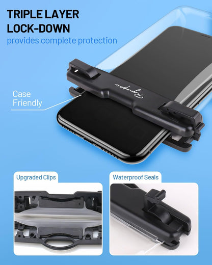 Waterproof Phone Pouch Bag - 7.5in Water Proof Cell Phone Case for Beach Travel Must Haves, Waterproof Phone Holder with Lanyard for iPhone 16 15 Pro Max Galaxy S24+ S23 Pixel 8a, Cruise Essentials
