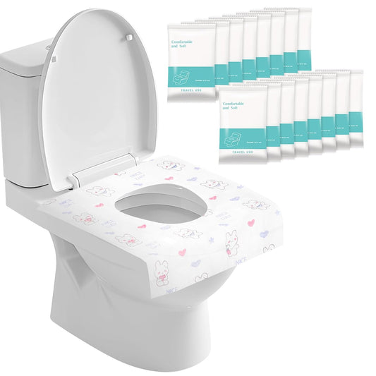 50 Packs Toddler Toilet Seat Covers Disposable, Disposable Toilet Seat Covers for Travel Waterproof Non-Woven, Travel Essentials for Kids Toddlers Potty Training (Individual Package)