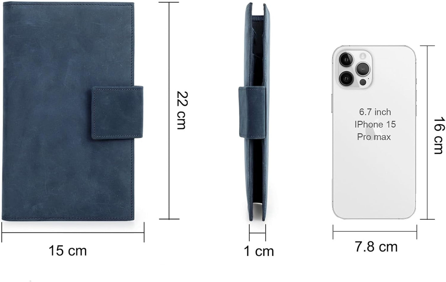 CONTACTS Full Grain Leather Family Passport Holder for 4 Airtag Passport Wallet RFID Blocking Travel Passport Cover with 4 Passport Slot, 6 Card Slot (Blue)