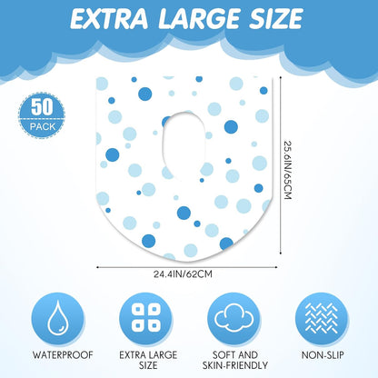 50 Packs Disposable Toilet Seat Covers Extra Large Individually Wrapped for Kids and Adults, Portable Non Slip Waterproof Potty Seat Covers for Toddlers Potty Training, Travel (Dot)