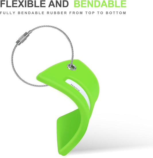 8 Pcs Luggage Tags for Suitcases, 26 Initial Letter Travel Luggage Baggage Identification Labels ID Tags Fully Bendable Tags with Stainless Steel Loop (Letter F, Green)