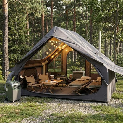 Inflatable Camping Tent with Electric Air Pump - 420D Heavy Duty Oxford - 5 Min Auto-Inflation - Panoramic Stargazing Skylight - 4 Season Luxury Glamping Cabin, 4-10 Person Multiple Sizes