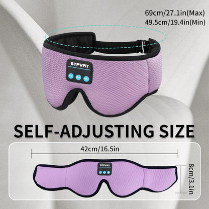 Sleep Mask Bluetooth Headphones Soft Wireless Headband Eye Mask Blackout with Microphone (Purple)