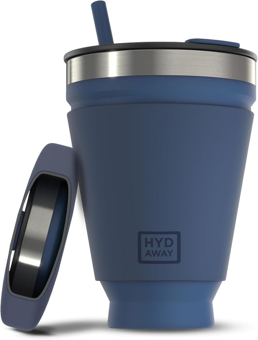 HYDAWAY 16oz Collapsible Tumbler - BPA-Free, Reusable Silicone Cup with Lid & Insulating Sleeve - Perfect for Coffee, Travel, and Everyday Use