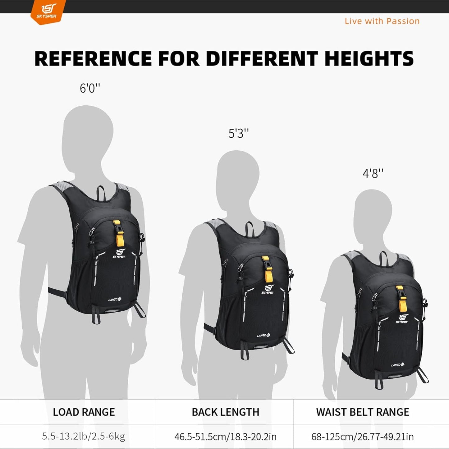 SKYSPER Small Hiking Backpack - 15L Travel Daypack Lightweight Bag Water Resistant Hiking Backpacks for Women Men