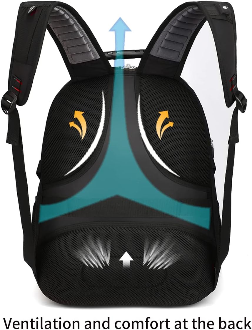 SHRRADOO Extra Large 50L Travel Laptop Backpack with USB Charging Port, College High School Backpack Airline Approved Business Work Bag Fit 17 Inch Laptops for Men Women,Red