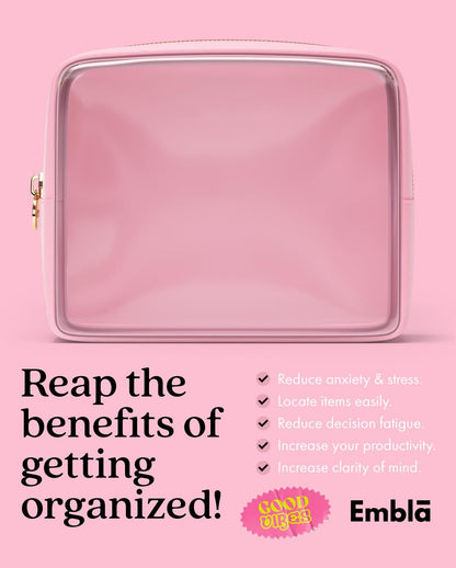 Clear Makeup Bag Zipper Pouch, Transparent Cosmetic Case Organizer, TSA Approved Travel Toiletry Case, Travel Accessories Essentials Makeup Tote for Women, Large Cute Make up Bag for Purse - Flamingo