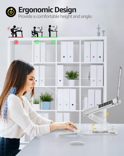 Urmust Laptop Stand for Desk with 360 Rotating Base, Ergonomic Adjustable Laptop Riser for Laptops 10 to 16 Inches