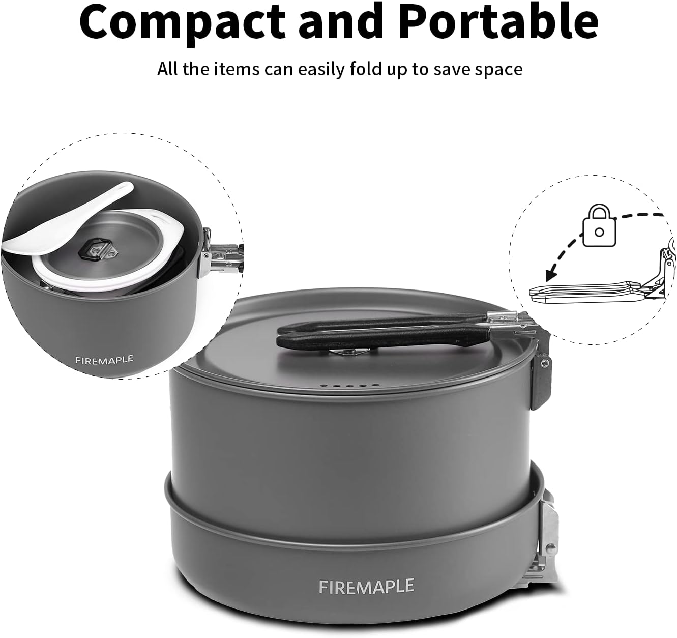 Fire-Maple Feast 4 Piece Camping Cookware Cookware Cookware Kit Outdoor Cookware Set with Pots, Kettle, Saucepans and Spatula for Hiking Fishing Picnic