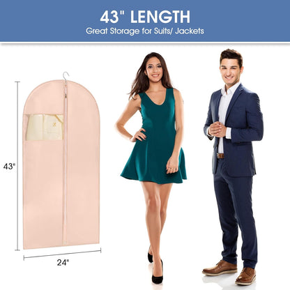 43" Suit Bags for Closet Storage and Travel, Pink Garment Bags for Hanging Clothes, Women’s Suit Cover Bags with Clear Window for Coats, Jackets, Shirts(2 Pack)