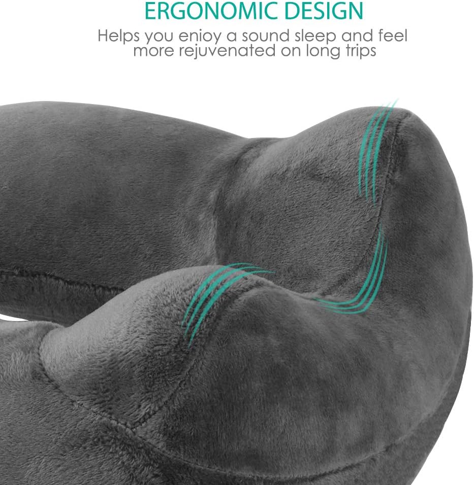 UROPHYLLA Inflatable Travel Pillow, Soft Velvet Inflatable Neck Pillow for Traveling, Airplanes, Train, Car, Office with Compact Bag, Breathable Washable Cover, Suit for Adults Sleeping - Grey