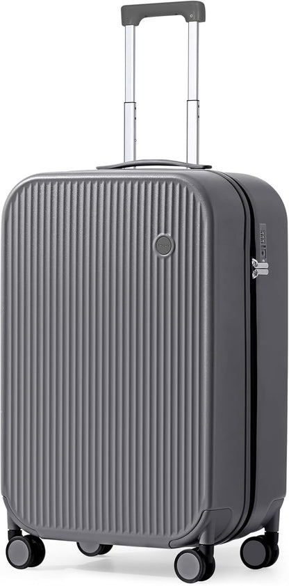 mixi 20 Inch Carry On Luggage PC Hardside Suitcases with Wheels & TSA for Travel Woman Men, Rock Gray