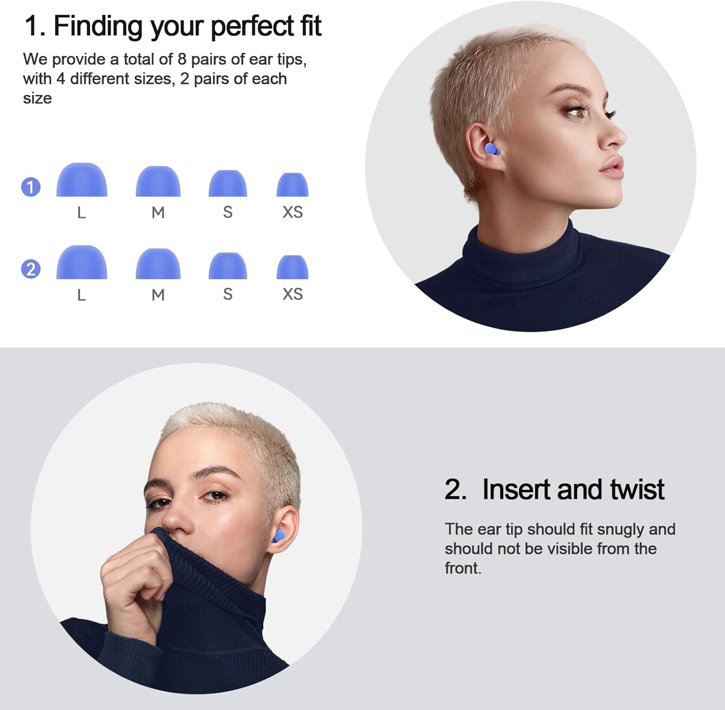 45dB Earplugs for Sleeping,Noise Cancelling Ear Plugs with 8 Pairs Ear Tips, Reusable Hearing Protection Noise Reduction Earplugs Suitable for Concerts,Travel,Work Fit Blue