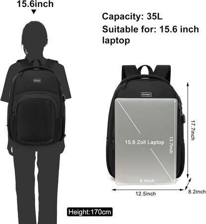 School Backpack for Teen Boys, 15.6 Inch Anti Theft Laptop Bookbag with USB Charging Port, Water Resistant College - Travel Backpack Ergonomic, Fits Notebook, Men Women