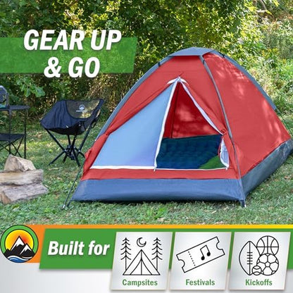 2 Person Camping Tent with Rain Fly and Carrying Bag - Lightweight Outdoor Pop Up Tents for Camping Essentials, Music Festivals, Backpacking, Hiking, or Beach Shelter by Wakeman Outdoors