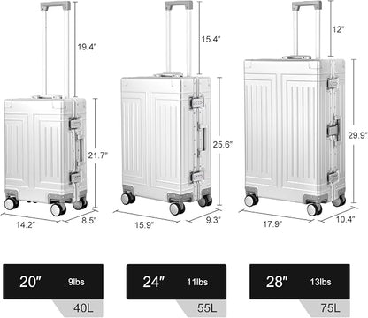 All Aluminum Magnesium Carry On Luggage，Cut from Whole Aluminum Sheet，22x14x9 - Image 6