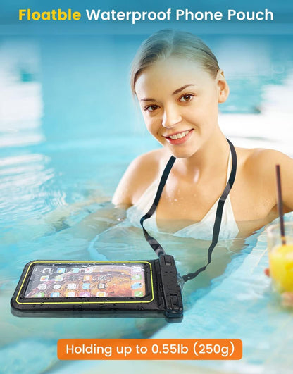 IP68 Waterproof Phone Pouch, Floating Waterproof Phone Case for iphone 16 15 14 13 Pro Max Xs Plus Galaxy S24+ S23 Pixel 8 with Detachable Lanyard,Cellphone Dry Bags Beach Vacation Essentials -2 Pack